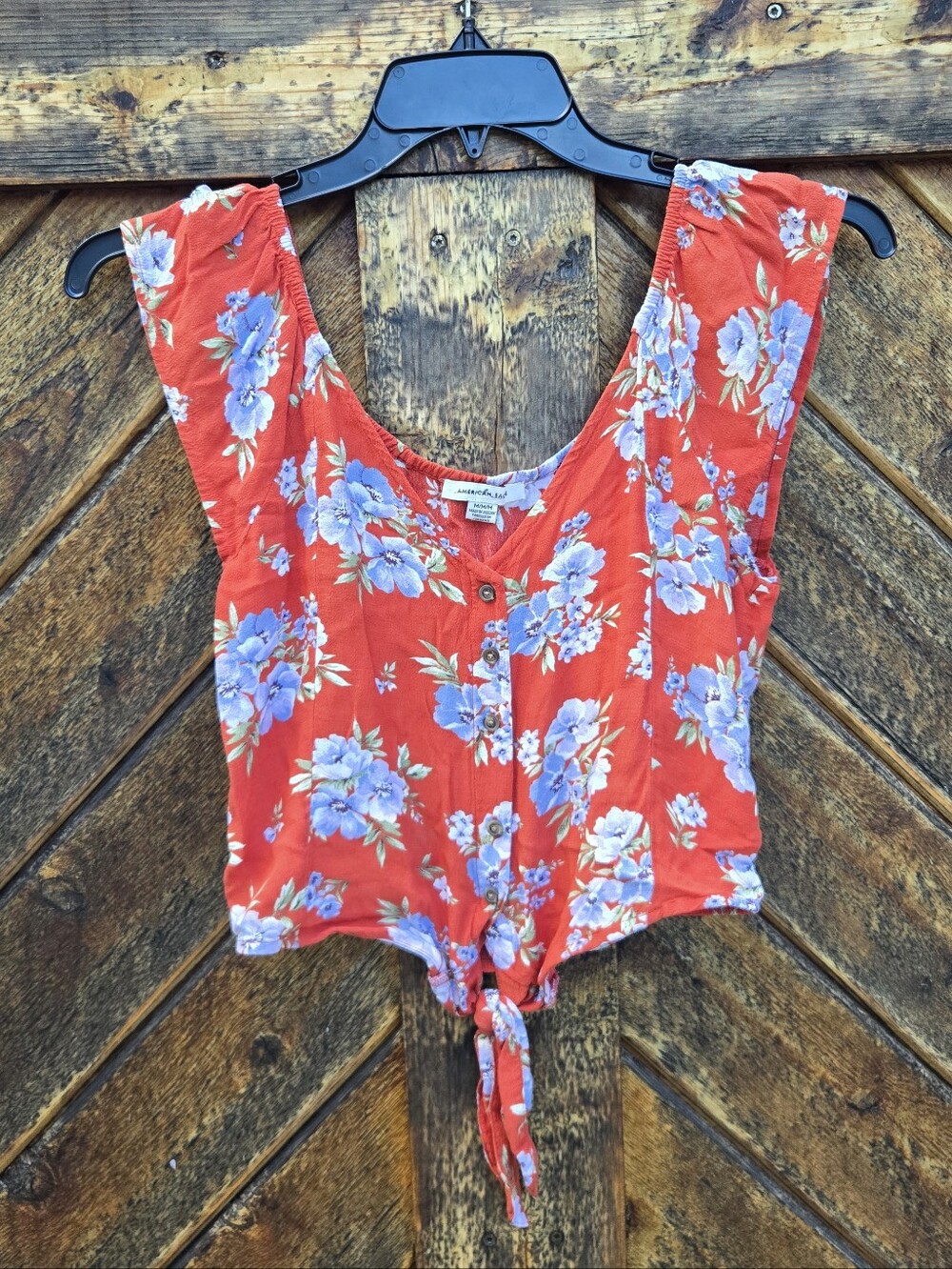 American Eagle Tropical Tie Top Blouse